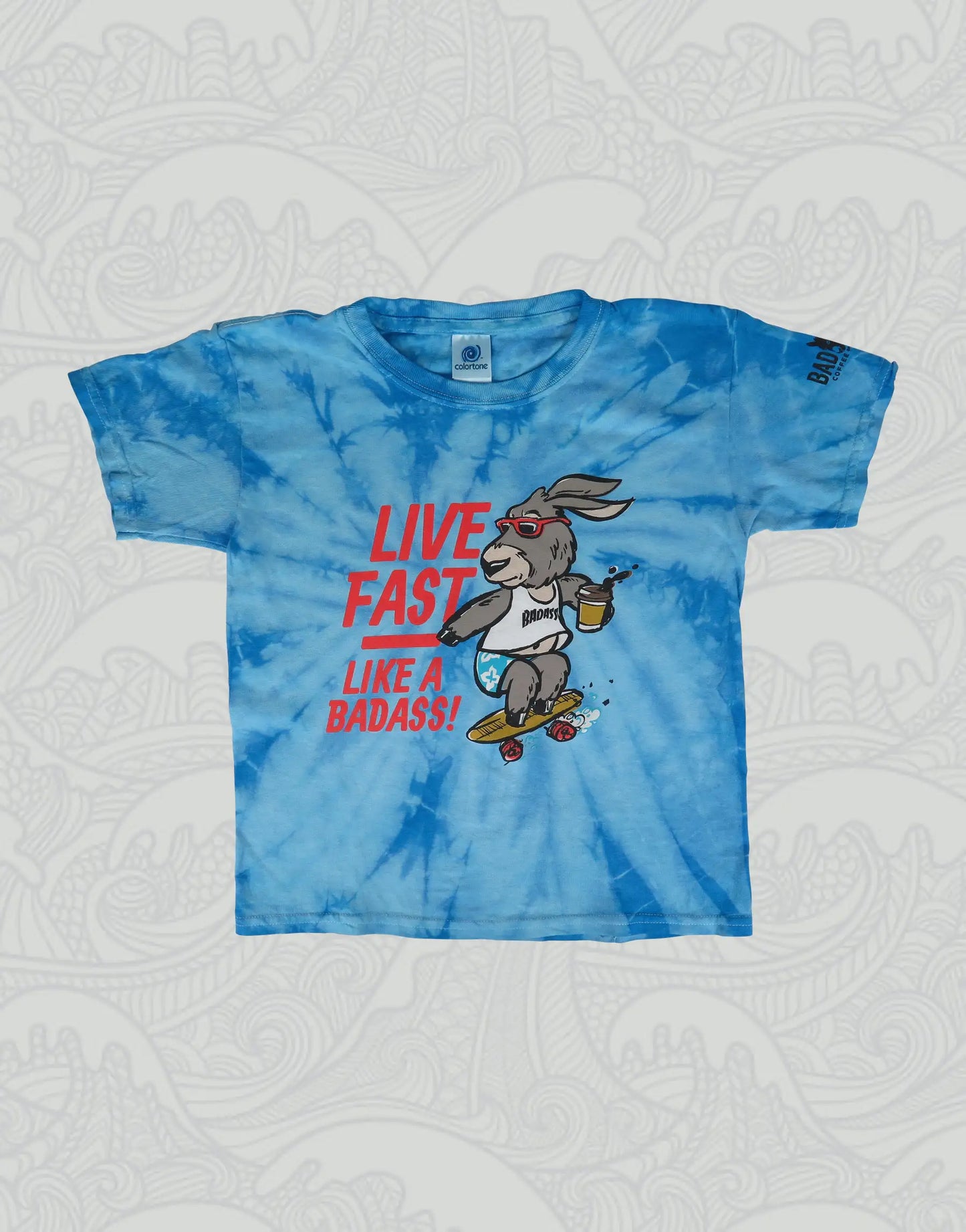 Youth Short Sleeve Shirt | "Live Fast" Tie Dye - Blue