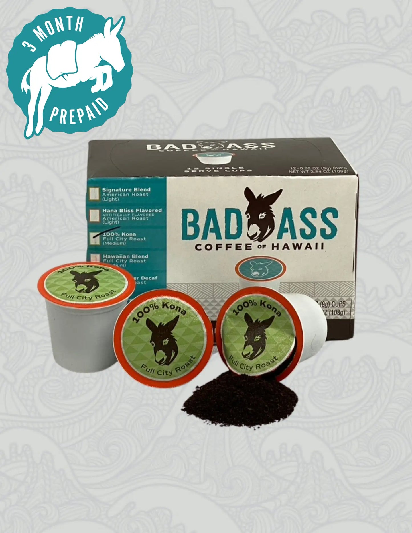 Single Serve Cups | 100% Kona Full City Roast 12-pack | 3 Month Subscription