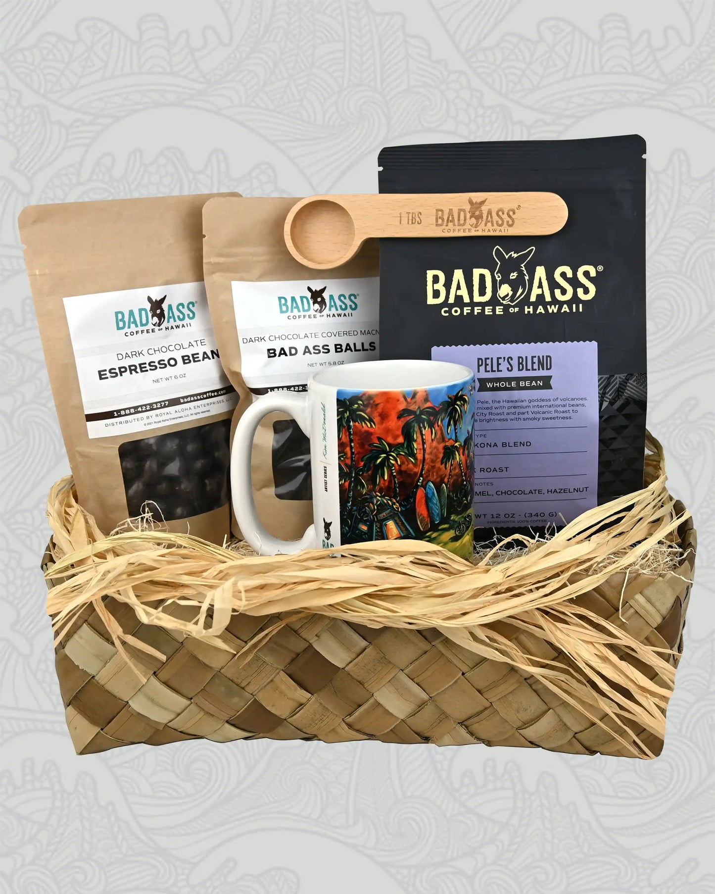 Pele's Gift Basket | Pele's Blend, Treats, Mug & Wooden Scoop