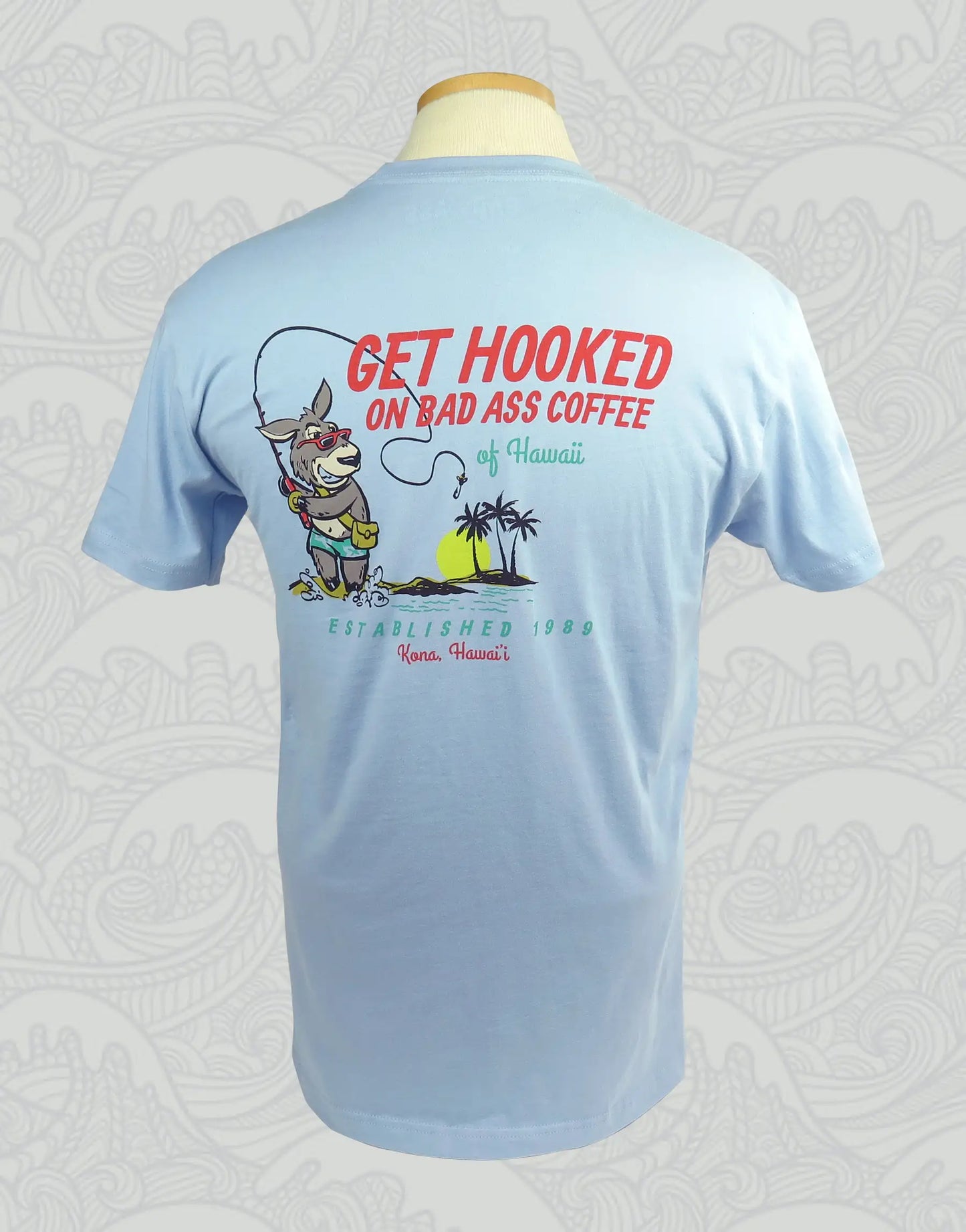Short Sleeve Shirt | "Get Hooked" Fishing Donkey - Denim Blue