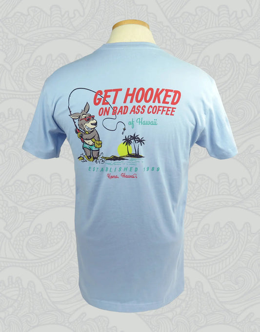 Short Sleeve Shirt | "Get Hooked" Fishing Donkey - Denim Blue