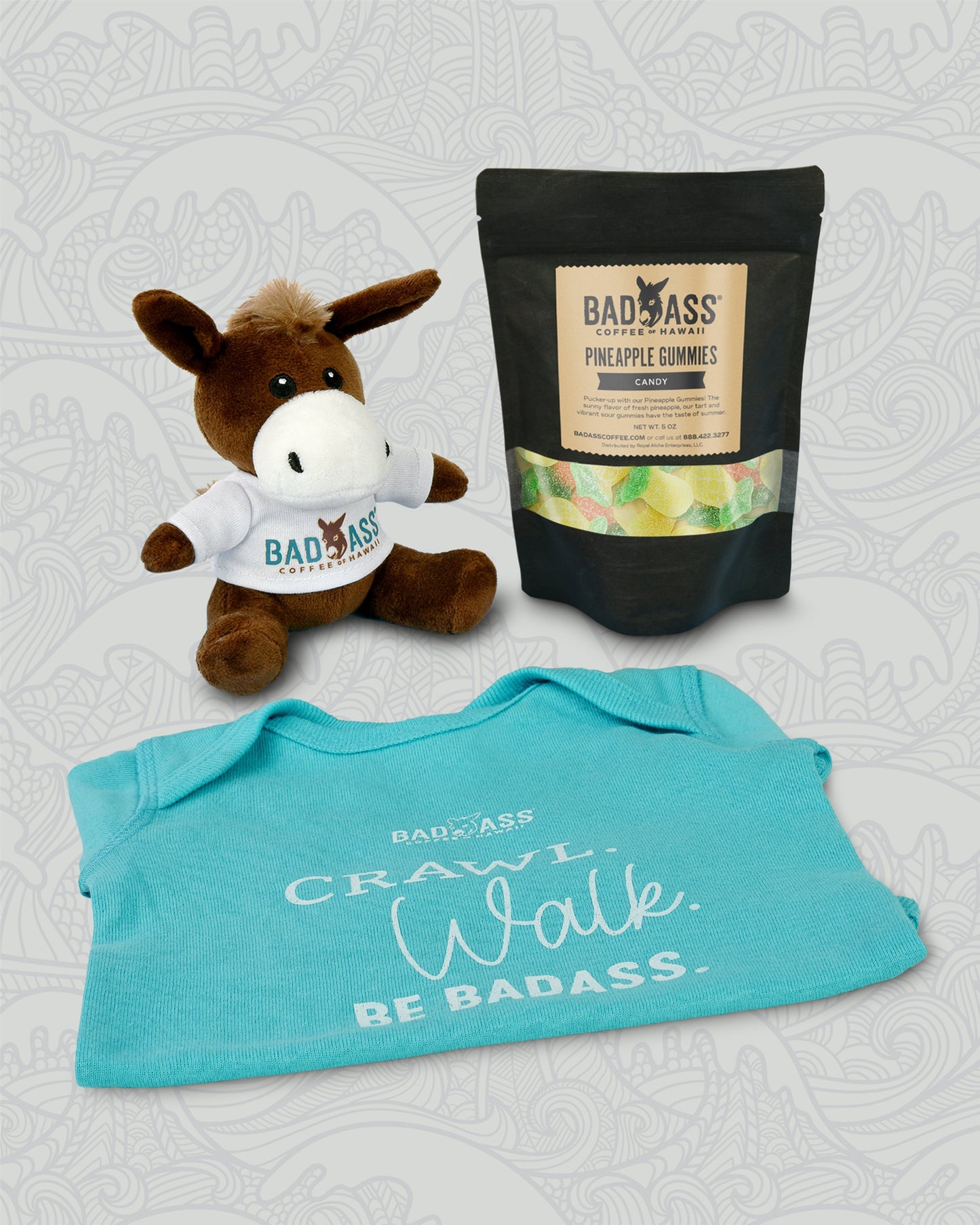 Keiki Bundle | Sour Pineapple Gummies, Stuffed Donkey, Youth Apparel