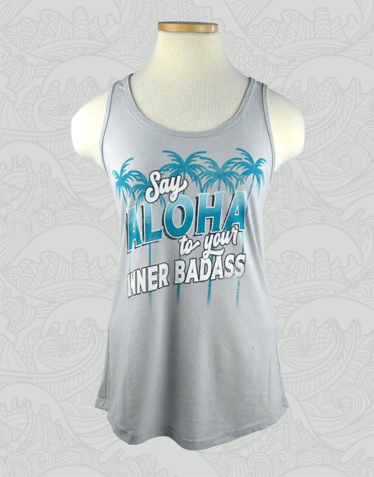 Say Aloha Ladies' Tank Top | Racerback Silver