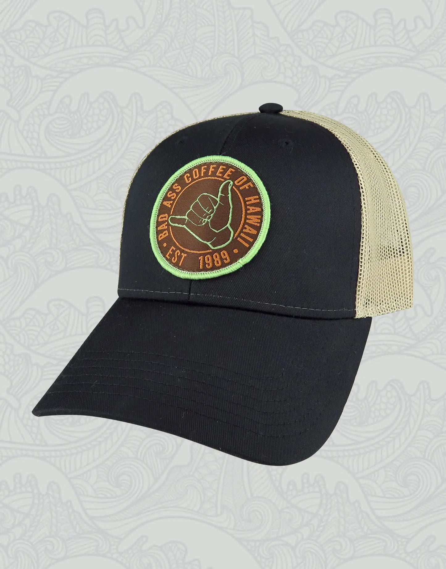 Trucker Cap | Hang Loose Patch Black & Tan