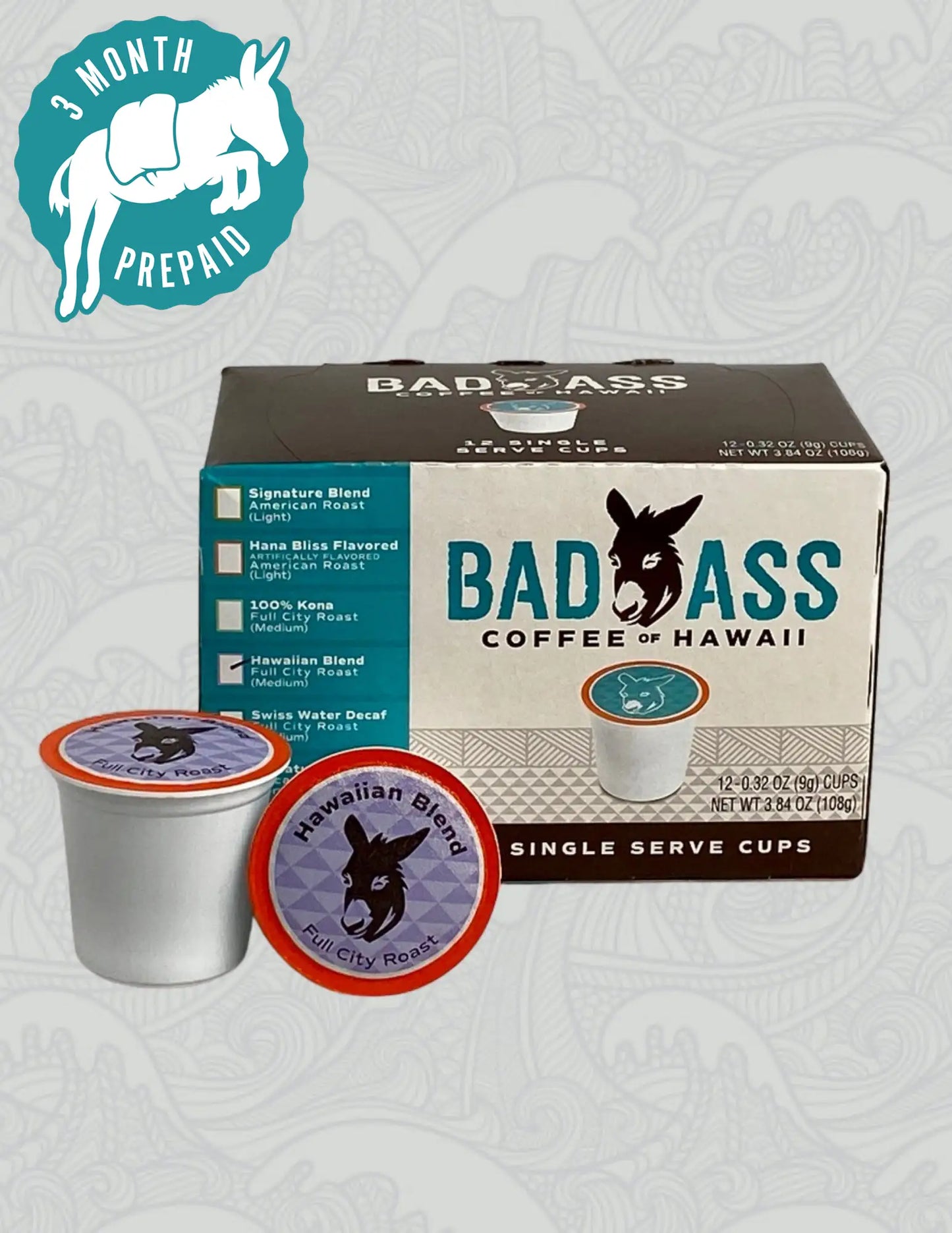 Single Serve Cups | 10% Hawaiian Blend Full City Roast 12-pack | 3 Month Subscription