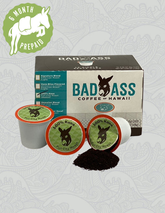 Single Serve Cups | 100% Kona Full City Roast 12-pack | 6 Month Subscription