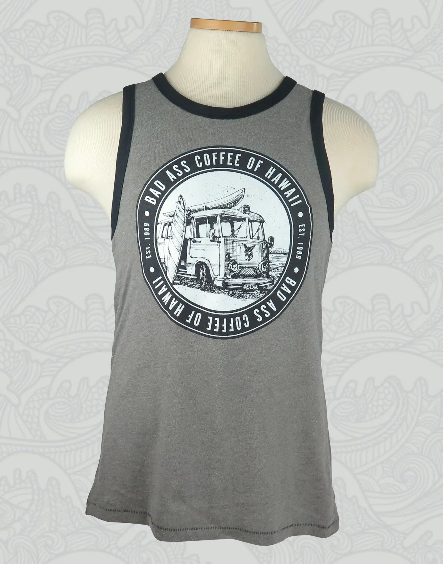 Retro Surf Van Jersey Tank | Smoke Grey & Vintage Coal