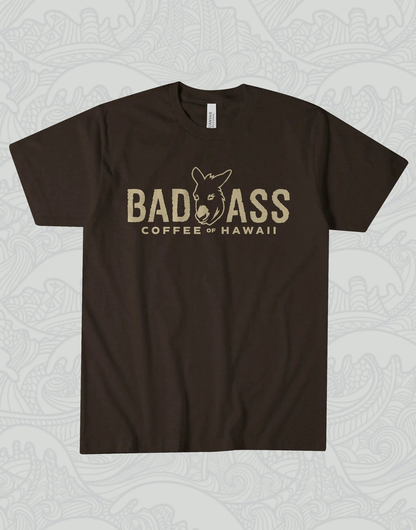 Short Sleeve Shirt: Chocolate Brown with Tan Bad Ass Coffee of Hawaii Logo