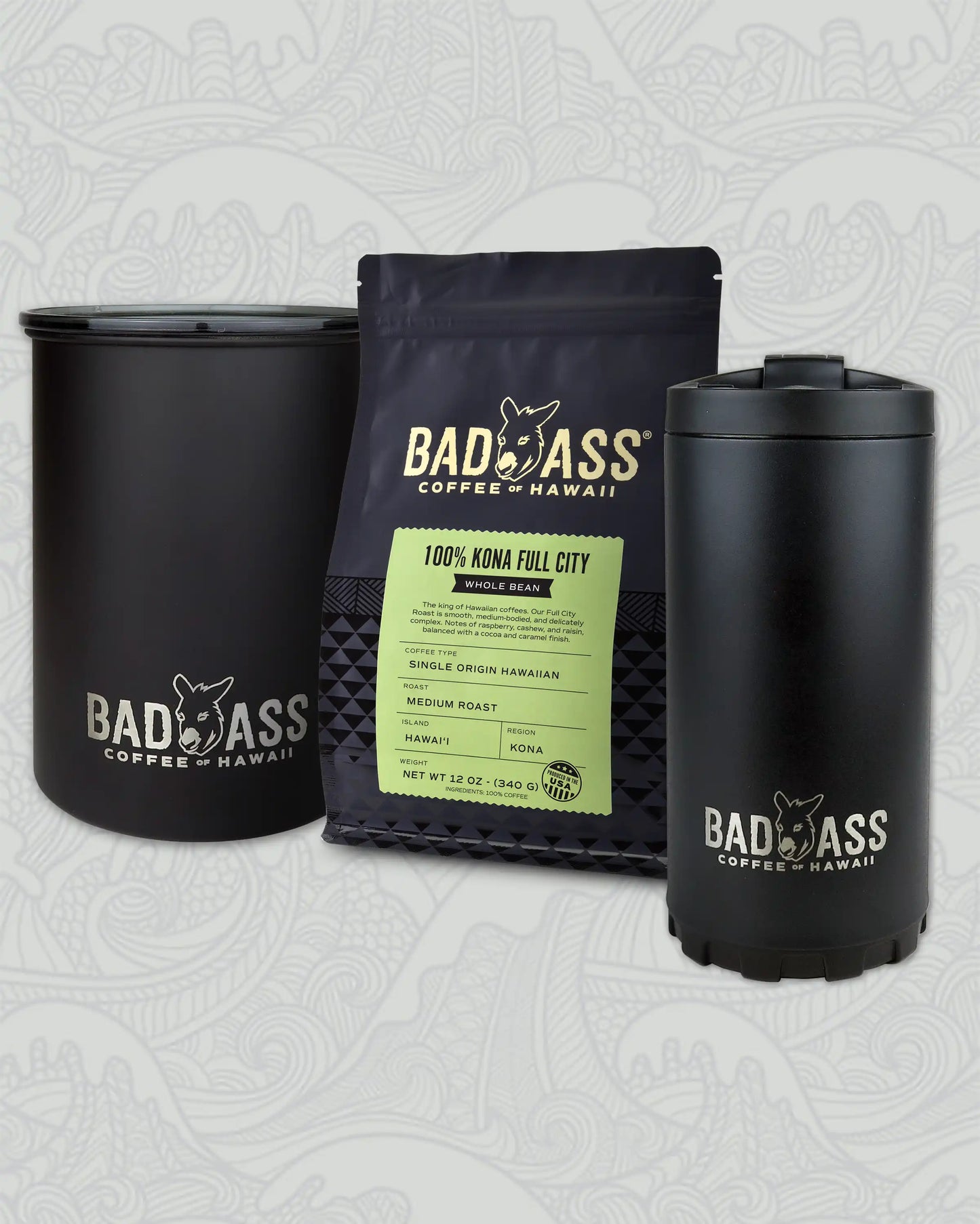 The Essential Kona Kit | 100% Kona Full City, Airless Storage Container, Travel French Press