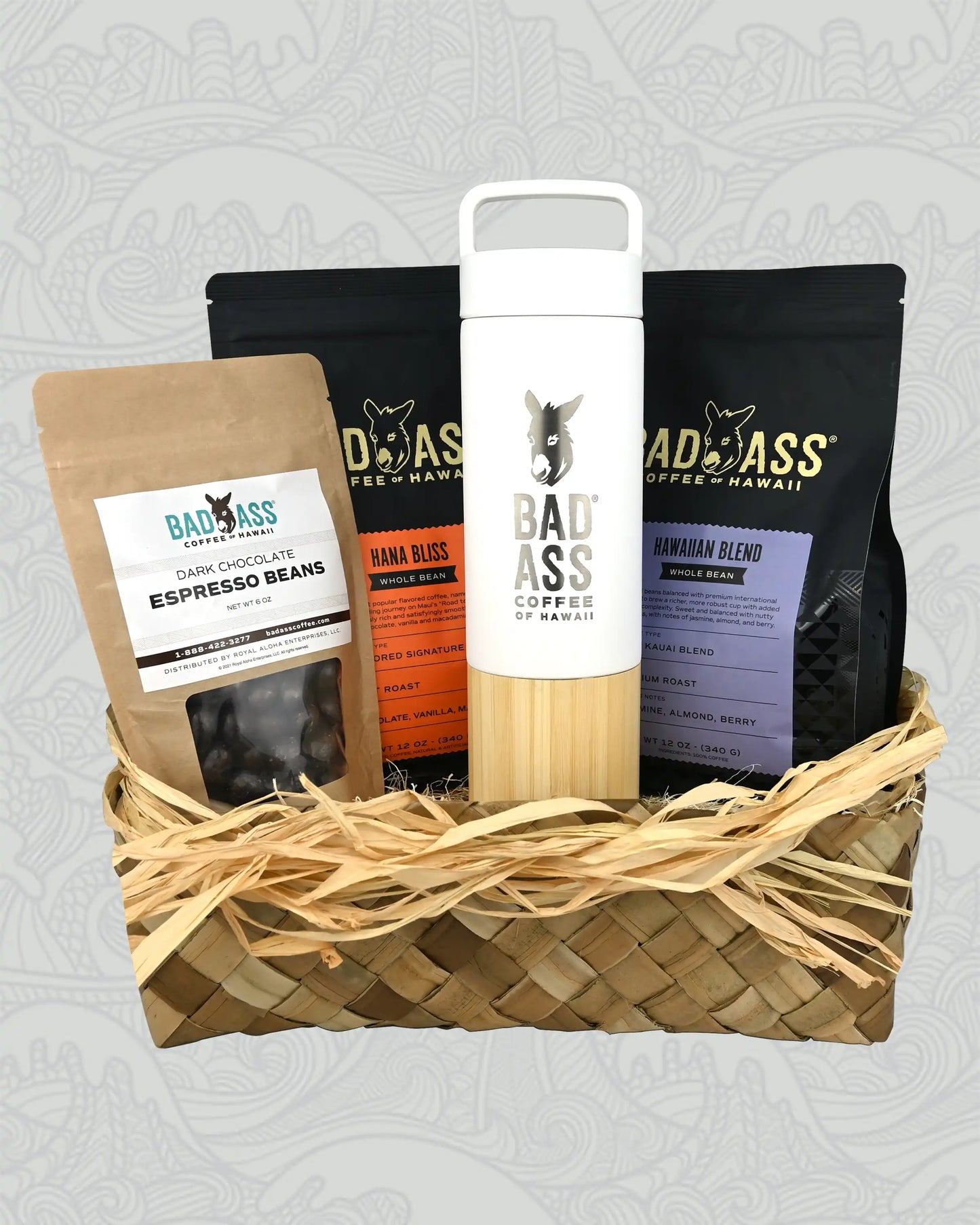 Traveler Gift Basket | Hana Bliss, Hawaiian Blend, Welly Mug, and Treats