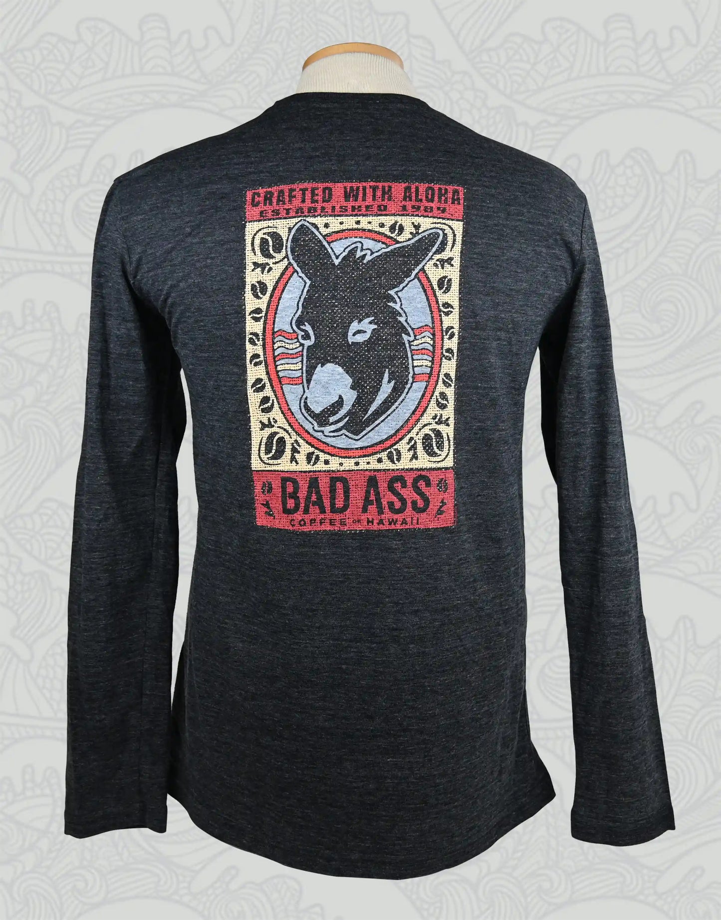 Long Sleeve Shirt | Vintage Burlap Coffee Bag - Gray