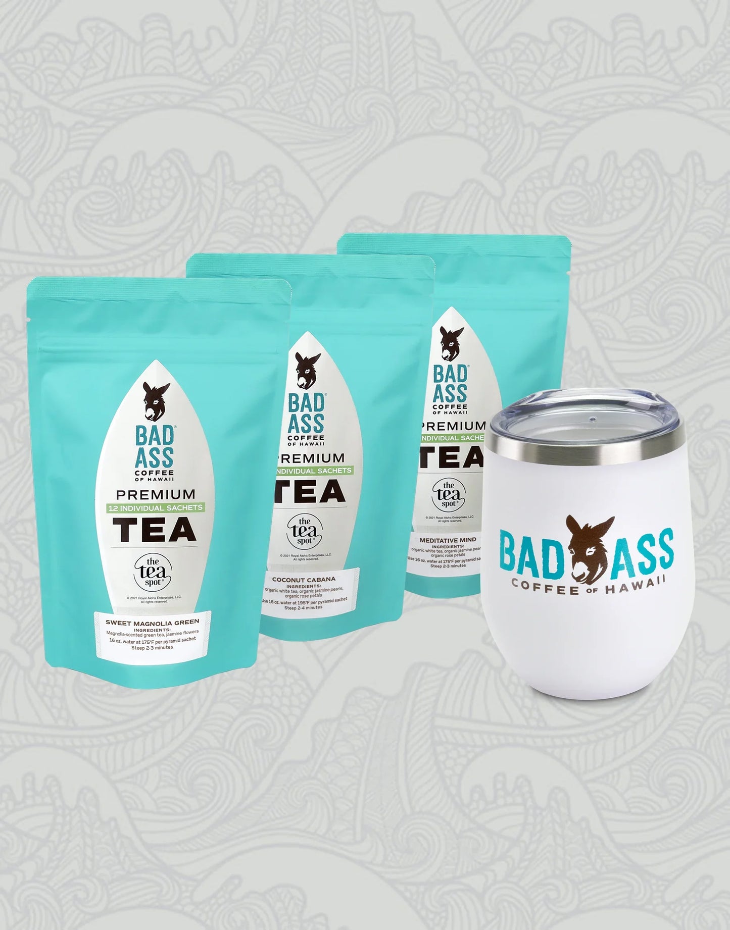 Tropical Trio Tea Bundle | Meditative Mind, Coconut Cabana, Sweet Magnolia & CeCe Tumbler